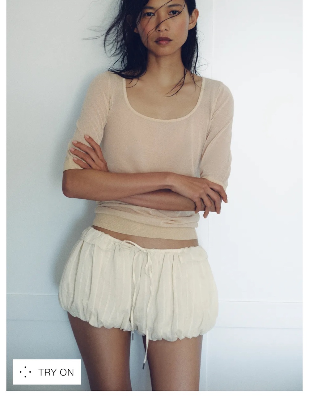 Zara RUFFLED STRIPED BLOOMER
SHORTS